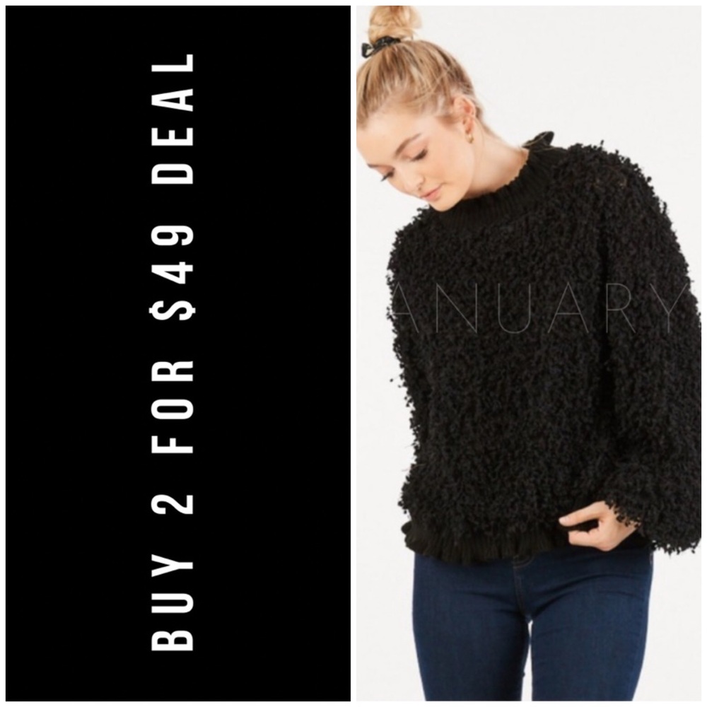 ❄️LAST3️⃣//SHAGGY BLACK SWEATER